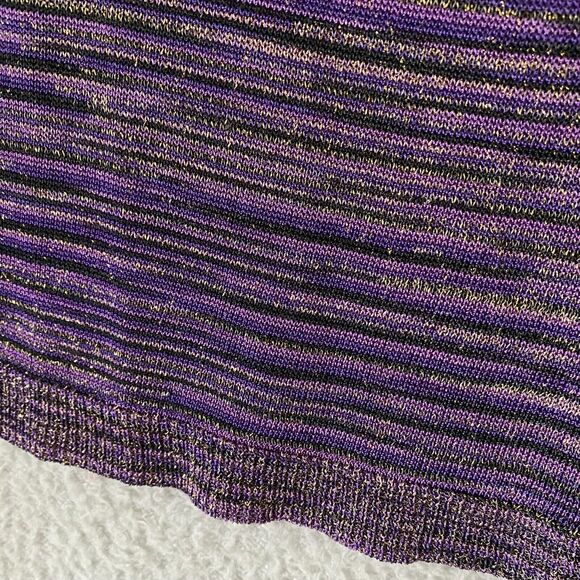 Vtg 90s Carole Little Rayon Tank Top Knitwear Shimmer Purple Gold Sleeveless 1X - Picture 8 of 9